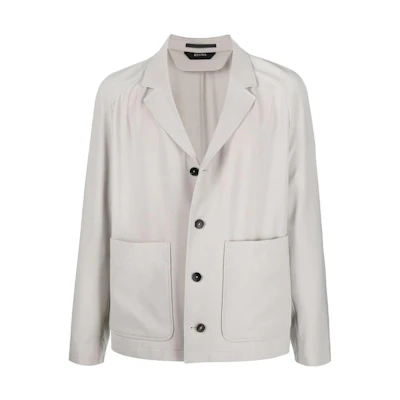 Z Zegna SS22 Beige Solid Button-Up Long Sleeve Jacket for Men. 1DXA-G035-0N