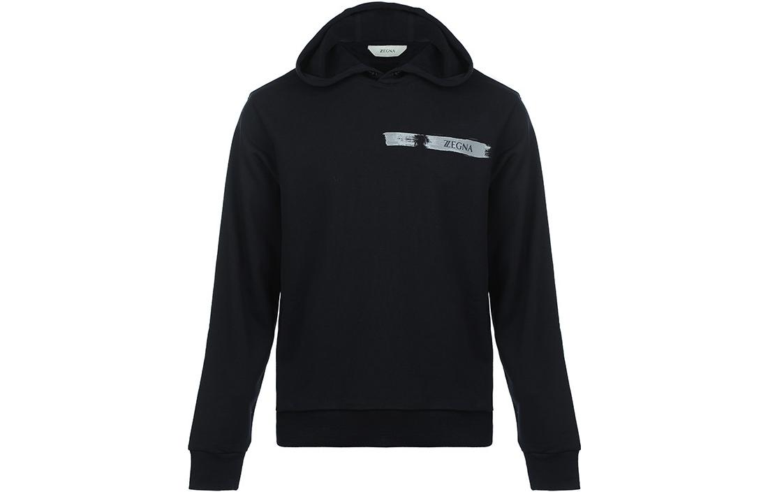 Z Zegna SS22 Black Pullover Sweatshirt with Solid Letter Print (). VZ458-ZZ899-N8