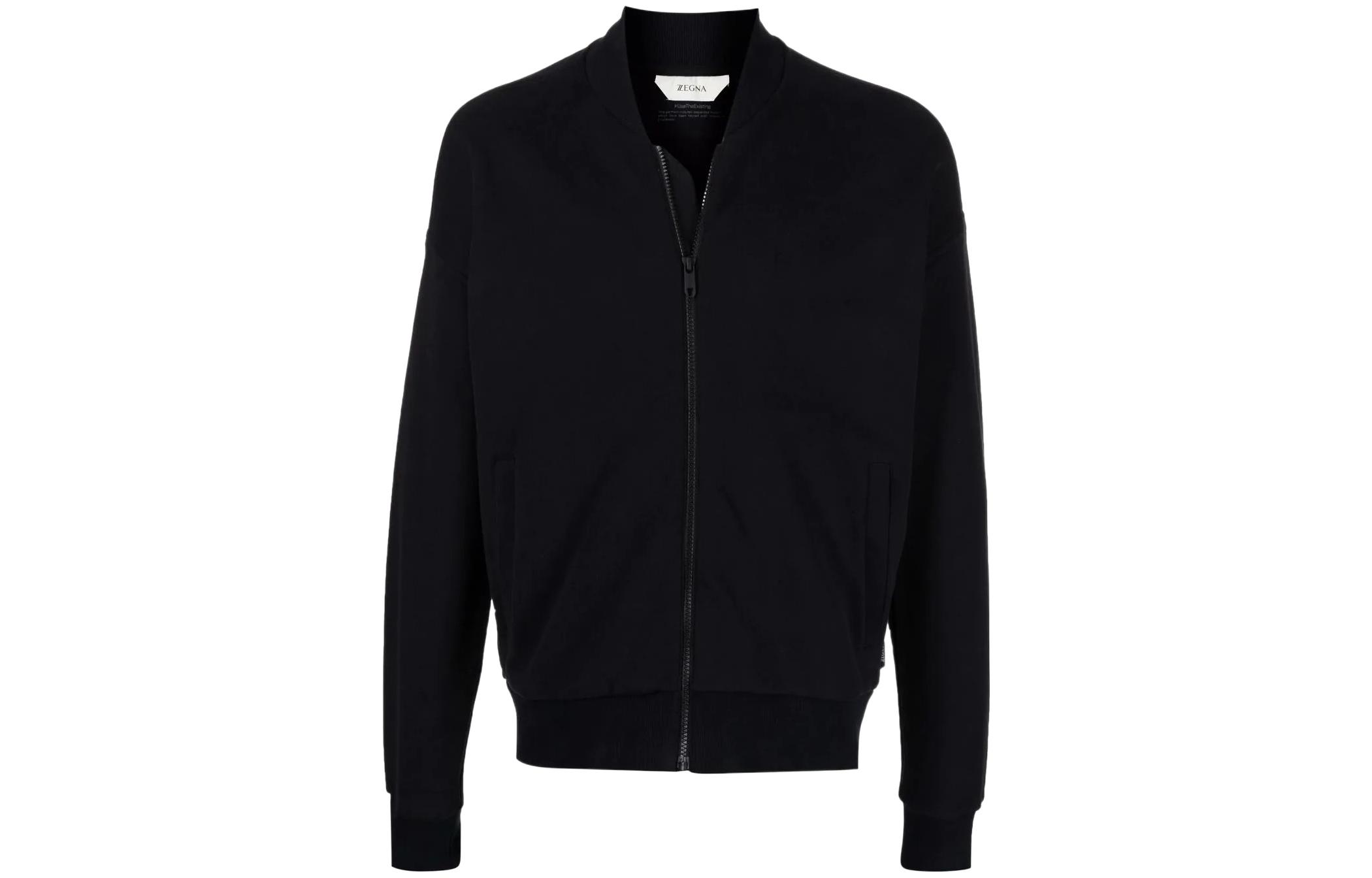 Z Zegna SS22 Black Zip Cotton Track Jacket VZ484ZZ891-K09