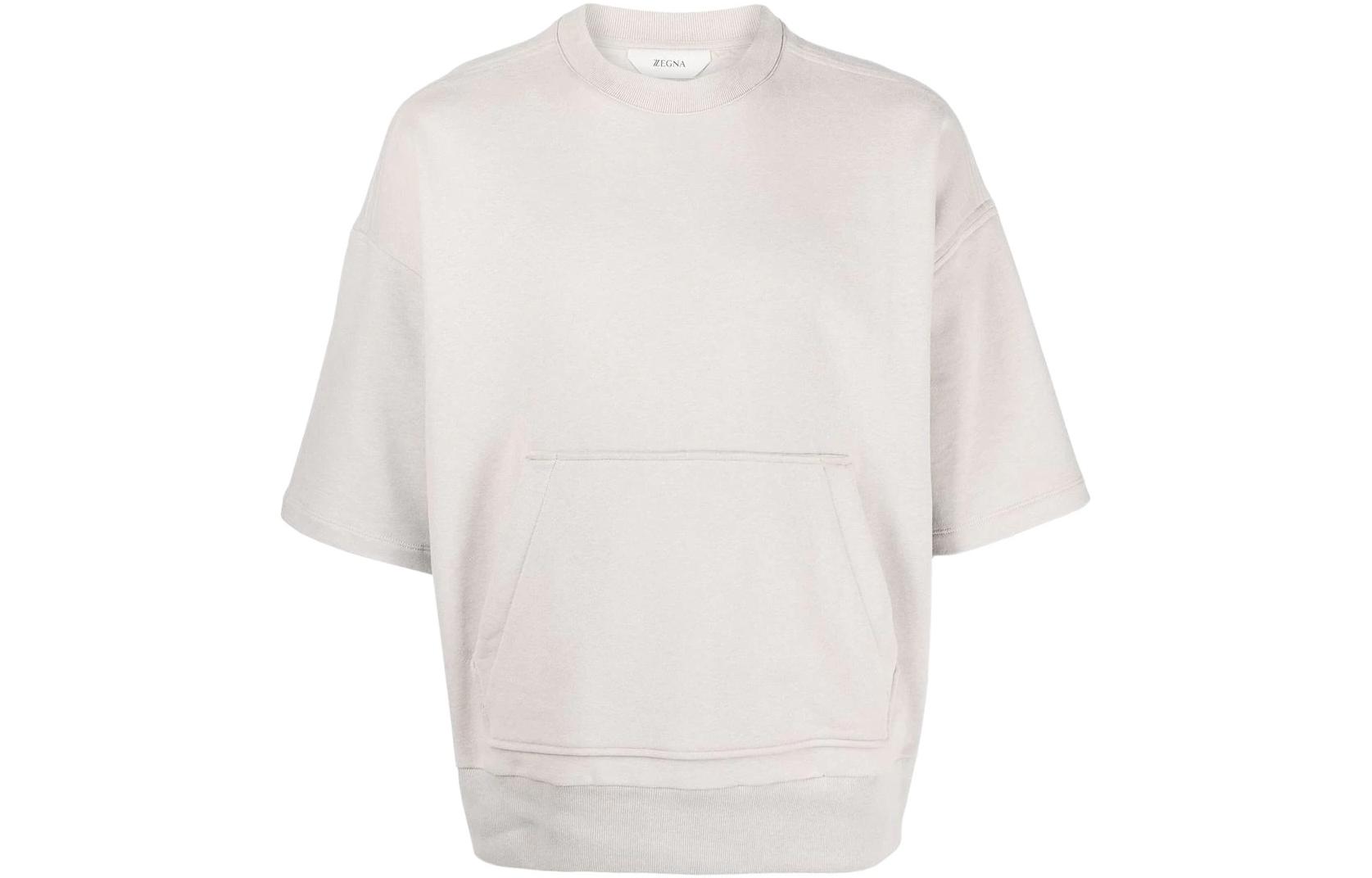 Z Zegna SS22 Plain Crewneck Short-Sleeve Sweatshirt Men’s Light Brown VZ484-ZZ833-N03