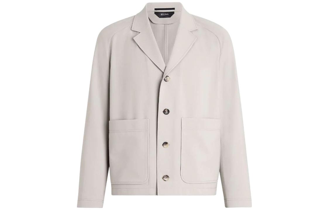 Z Zegna SS22 Single-Breasted Grey Jacket with Large Pockets for Men. 3507211DXAG0-042