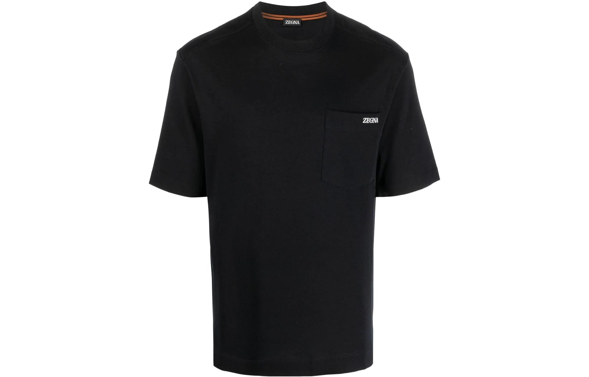 Order Z Zegna SS23 黑色圓領T恤 純色Logo字母印花. UB385-A5B785-K09