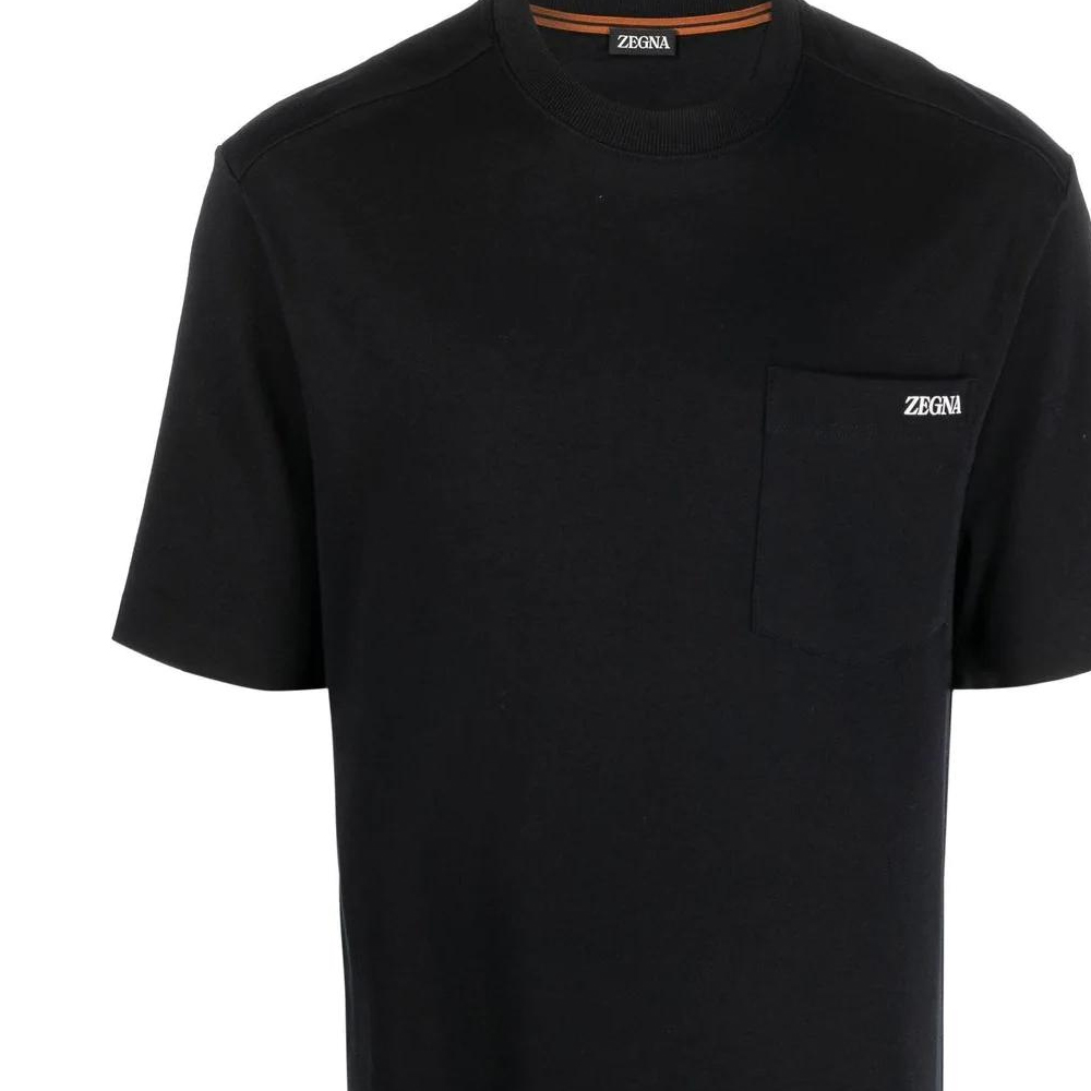 Sizing Z Zegna SS23 黑色圓領T恤 純色Logo字母印花. UB385-A5B785-K09