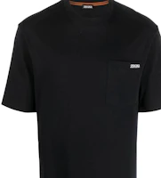 Sizing Z Zegna SS23 黑色圓領T恤 純色Logo字母印花. UB385-A5B785-K09