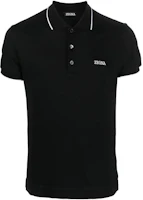 Z Zegna SS23 Black Polo Shirt with Logo Embroidery & Striped Detailing. E7358A5B746-K09 Z Zegna SS23 Black Polo Shirt with Logo Embroidery & Striped Detailing. E7358A5B746-K09