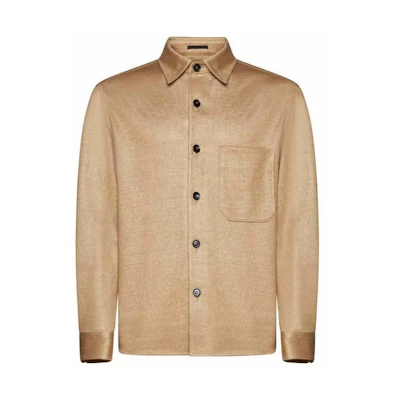 Z Zegna SS23 Khaki Solid Zip-Up Collar Jacket 573C14A51DHQQ07