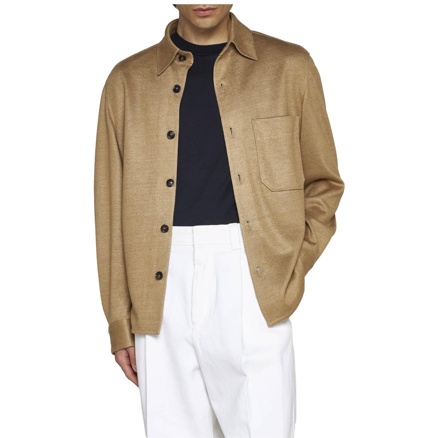 Lookbook Z Zegna SS23 卡其色純色拉鍊翻領外套 573C14A51DHQQ07