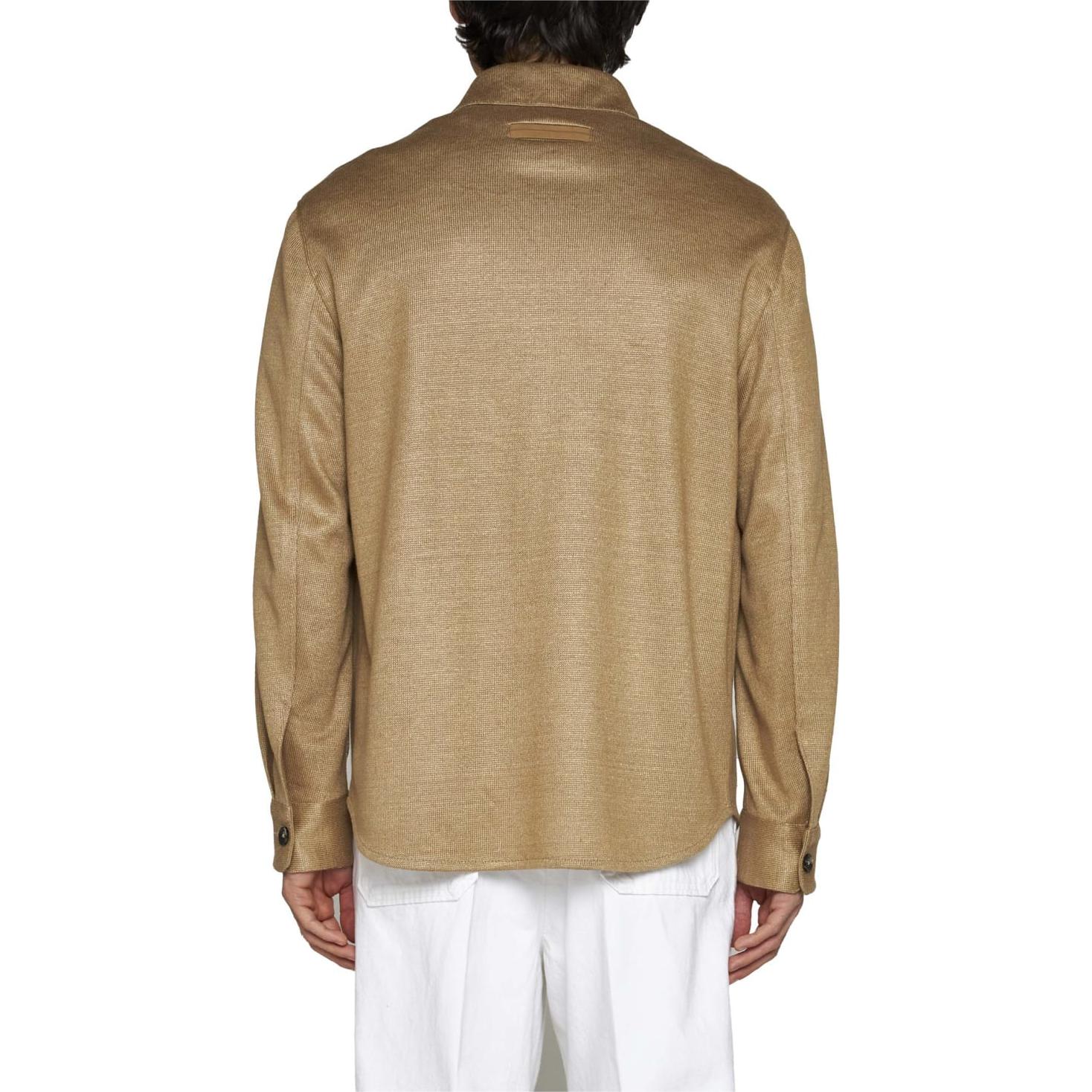 Shop Z Zegna SS23 卡其色純色拉鍊翻領外套 573C14A51DHQQ07