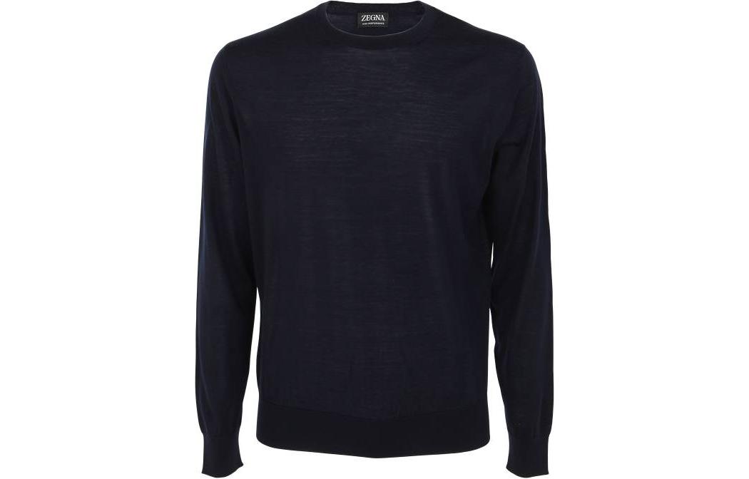 Z Zegna SS23  Solid Blue Crewneck Pullover Sweater. UBM00A-5110-B09