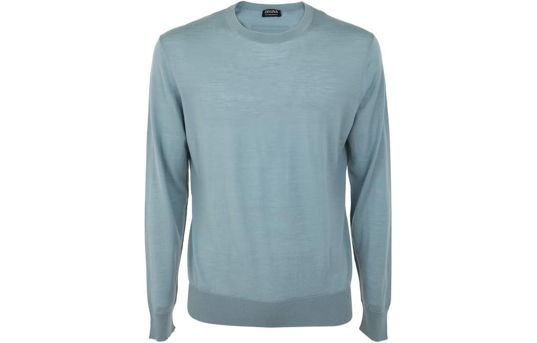 Z Zegna SS23  Solid Color Long Sleeve Crewneck Sweater Blue UBM00A5110-T05