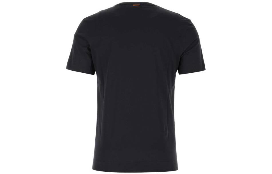 Lookbook Z Zegna SS23 男士黑色刺繡Logo圓領T恤。 E7360A-5B760-B09