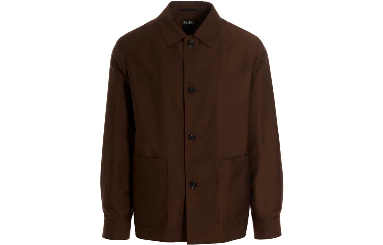 Z Zegna SS23 Brown Single-Breasted Jacket with Solid Notch Lapel 517C01A51DHBQ0