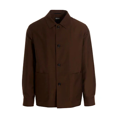 Z Zegna SS23 Brown Single-Breasted Jacket with Solid Notch Lapel 517C01A51DHBQ0