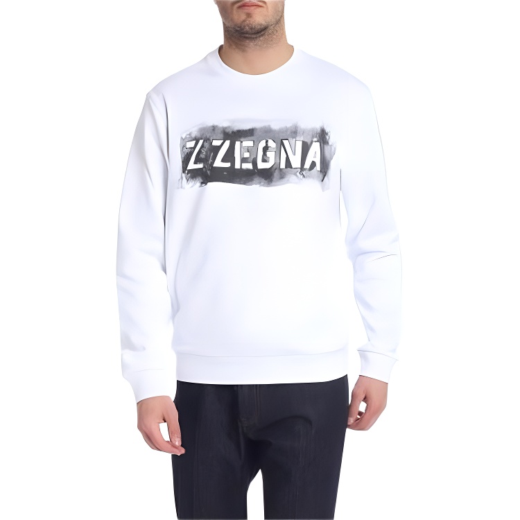 Z Zegna SS23 Letter Print Pullover Sweatshirt White () VS458-846A-7A1