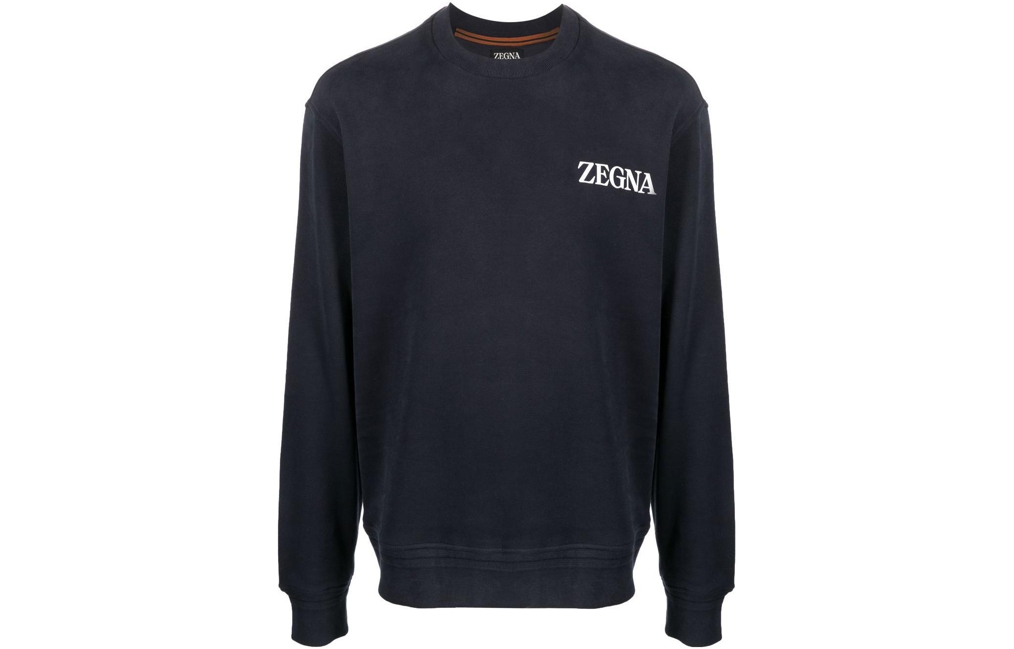 Order Z Zegna SS23 海軍藍浮雕標誌長袖圓領衛衣 UB522A5B872-B09