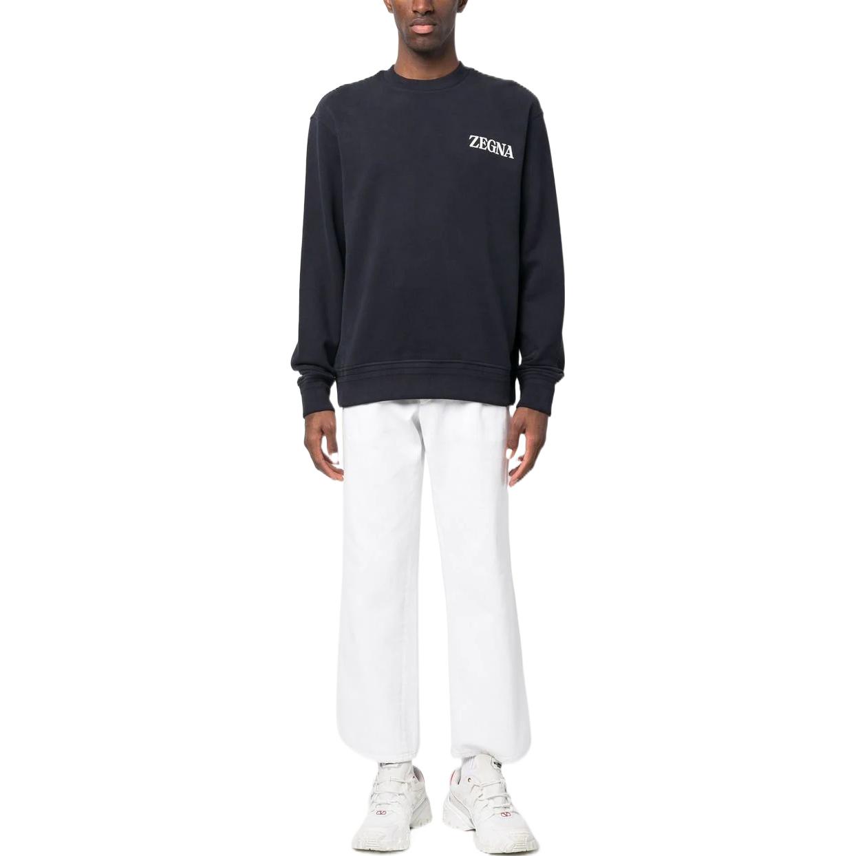 Lookbook Z Zegna SS23 海軍藍浮雕標誌長袖圓領衛衣 UB522A5B872-B09