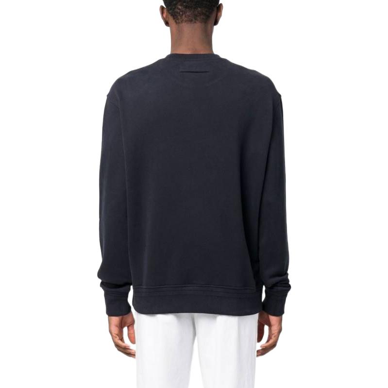 Shop Z Zegna SS23 海軍藍浮雕標誌長袖圓領衛衣 UB522A5B872-B09