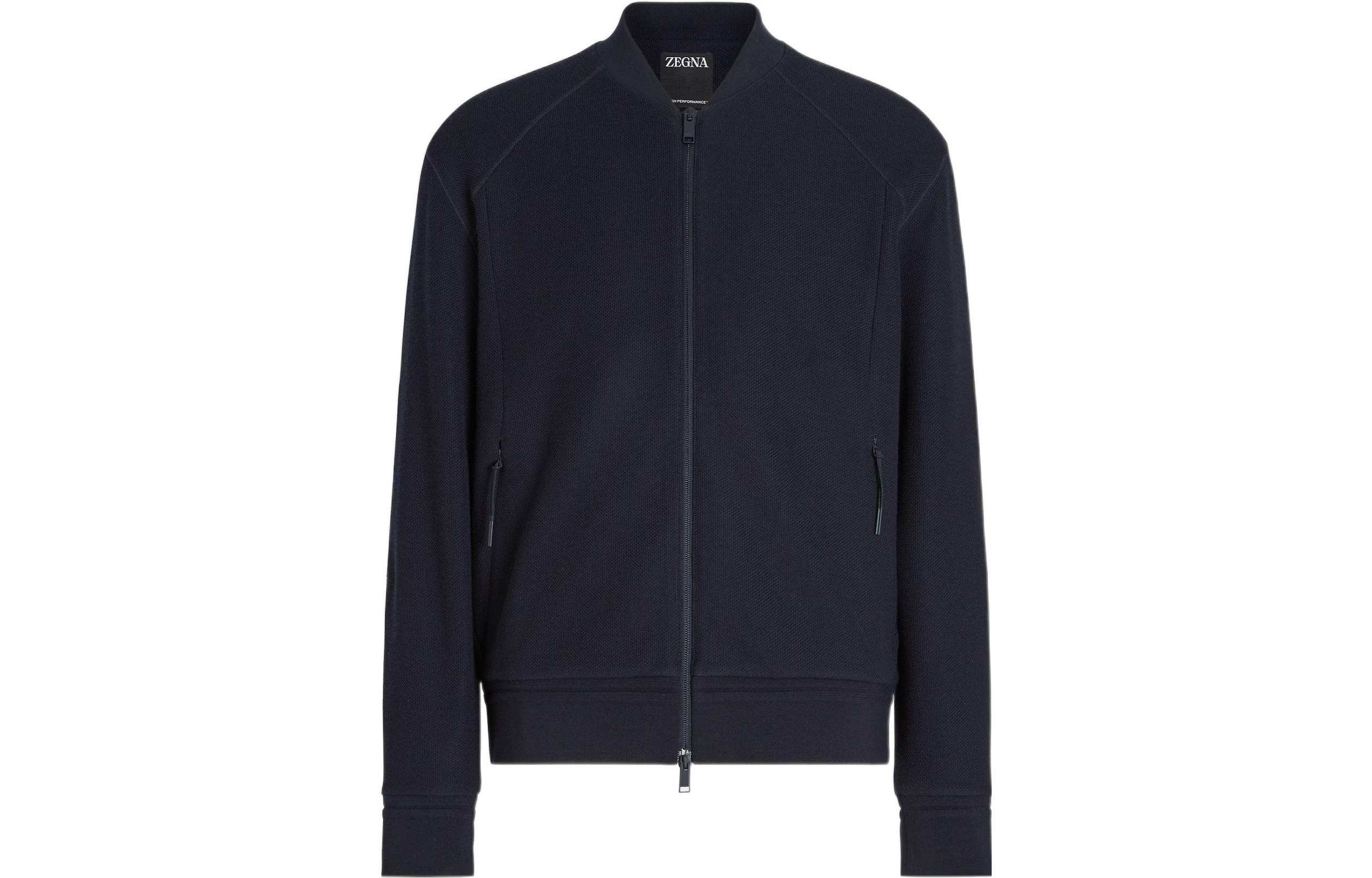 Z Zegna SS23 Navy Blue Solid Baseball Collar Long-Sleeve Jacket UB530A5-BCT808-B09