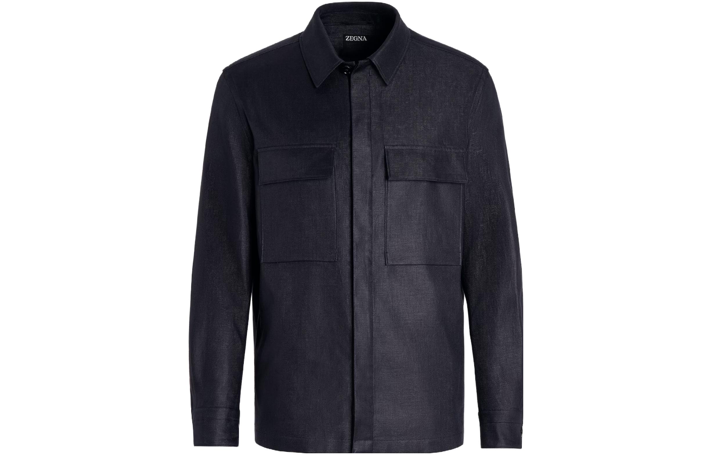 Z Zegna SS23 Navy Blue Solid Casual Long Sleeve Jacket. UBV60A5-SOT10-012