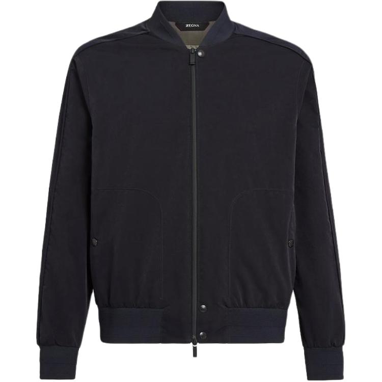 Z Zegna SS23 Navy Stand Collar Zip-Up Long Sleeve Jacket for Men VU001-Z005-B09