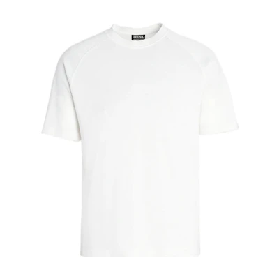 Z Zegna SS23 Plain White Crewneck Short Sleeve Casual T-Shirt Men. E7328A5-BCT706-N01