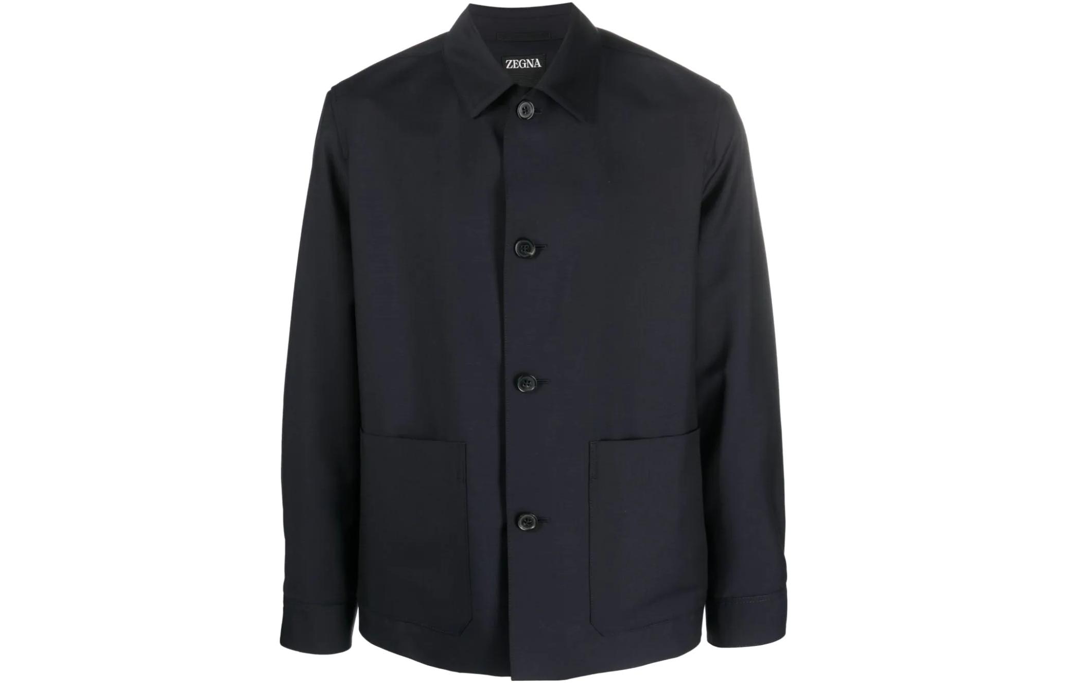 Z Zegna SS23 Solid Button-Up Shirt Jacket for Men in Navy Blue 517C00A51DH-BQ0 圖 2