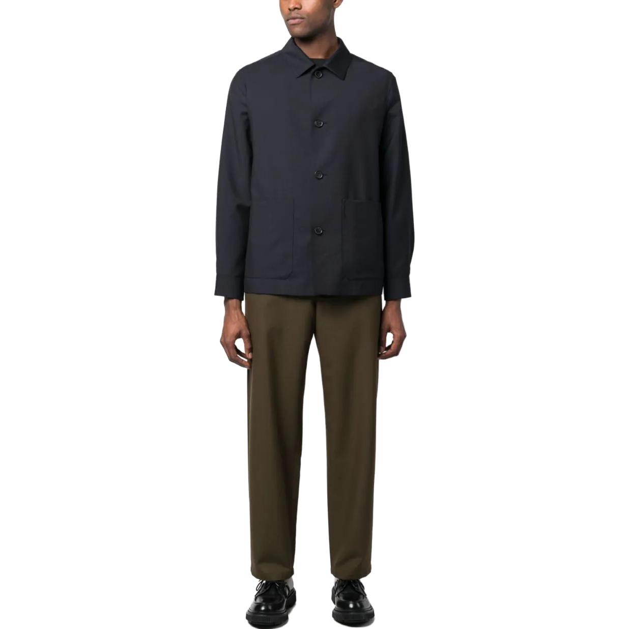 Z Zegna SS23 Solid Button-Up Shirt Jacket for Men in Navy Blue 517C00A51DH-BQ0 圖 3