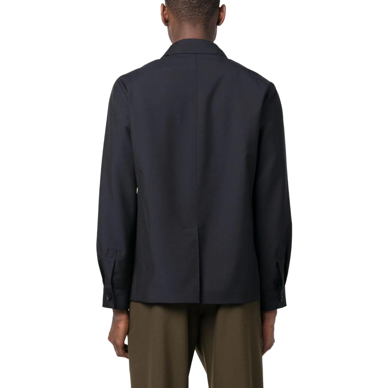 Z Zegna SS23 Solid Button-Up Shirt Jacket for Men in Navy Blue 517C00A51DH-BQ0 圖 4