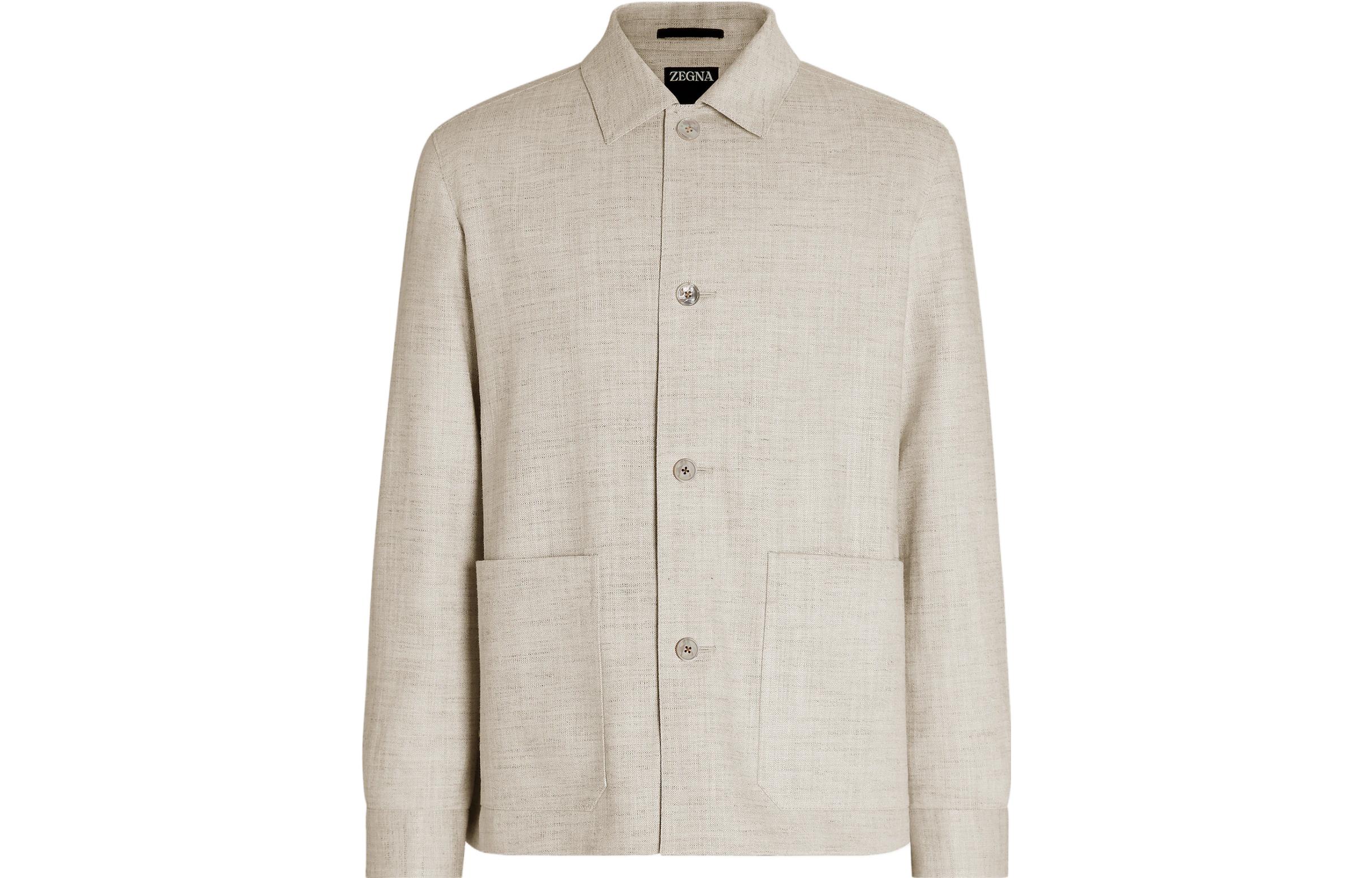Z Zegna SS23 Solid Single-Breasted Utility Jacket Beige 549C00A5-1DHAQ0-FR4