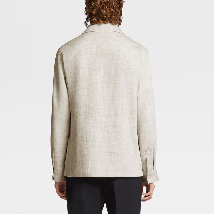 Shop Z Zegna SS23 米色单排扣实用夹克 549C00A5-1DHAQ0-FR4