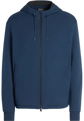 Z Zegna SS23 Solid Zip Hoodie Midnight Blue Mens UB564A5-BCT803-B08 Order Z Zegna SS23 Solid Zip Hoodie Midnight Blue Mens UB564A5-BCT803-B08
