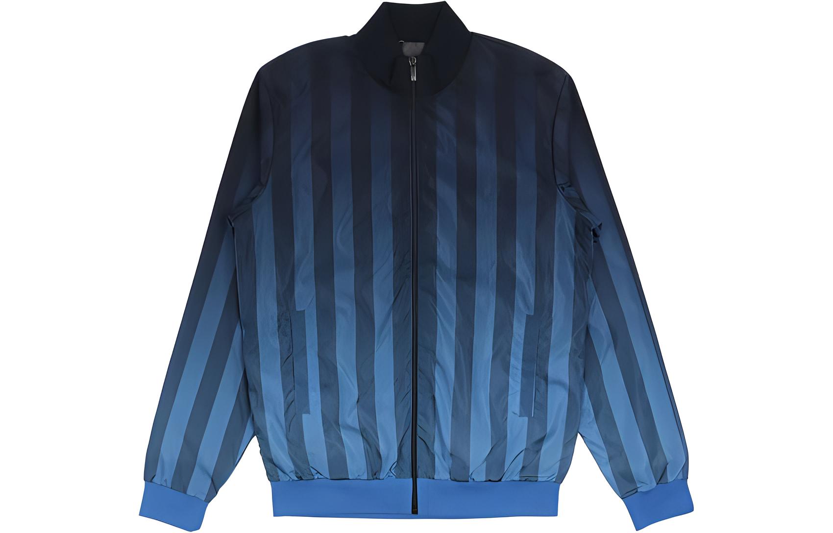 Z Zegna SS23 Striped Stand Collar Long Sleeve Jacket Navy Blue - Casualwear VV045-Z042-V08