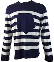 Z Zegna Striped Colorblock Crewneck Sweatshirt Navy Blue - ZZ110-VIC13-520 Z Zegna Striped Colorblock Crewneck Sweatshirt Navy Blue - ZZ110-VIC13-520