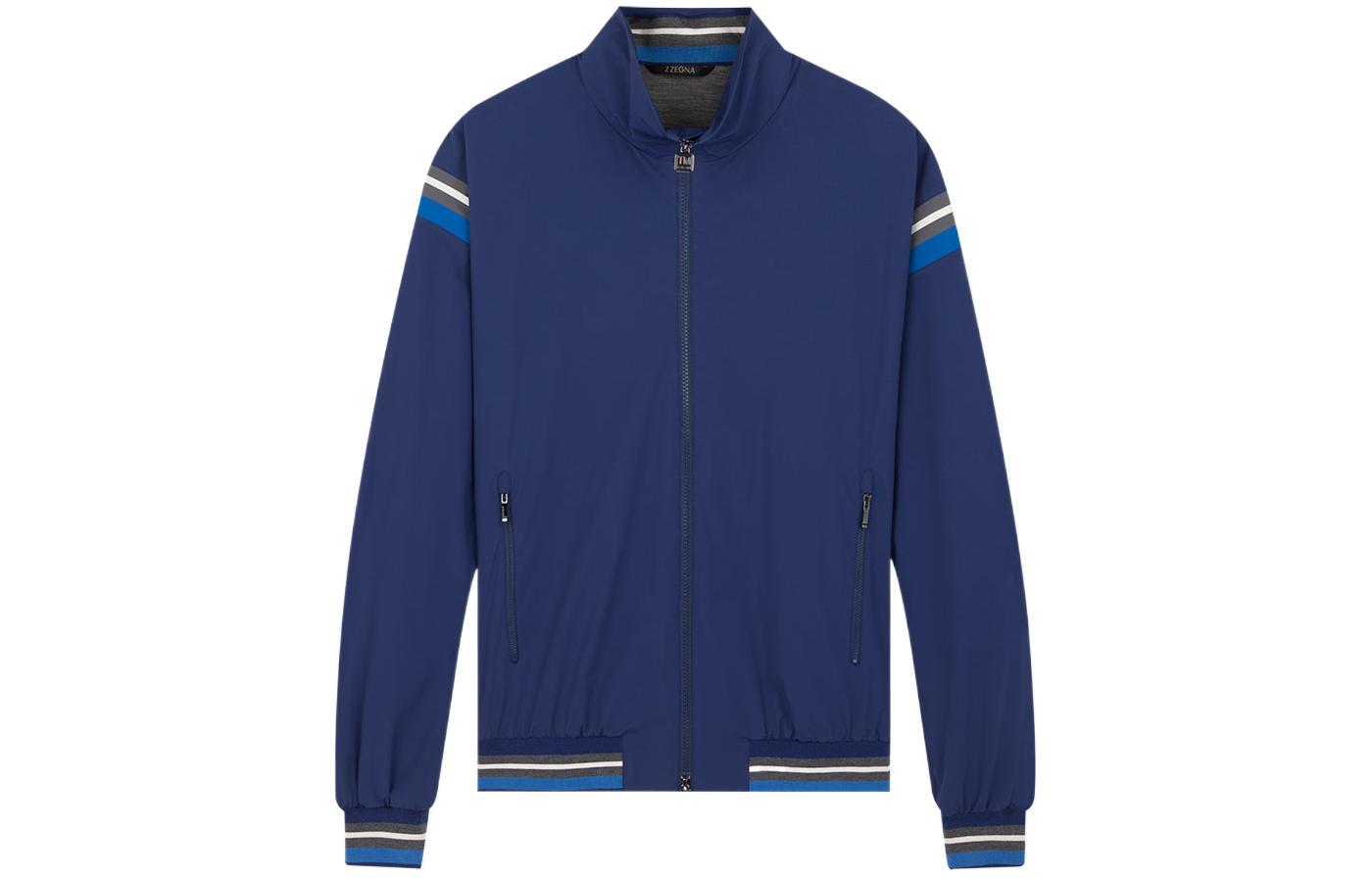 Z Zegna Striped Stand Collar Jacket Blue VS003-ZZT011-B06