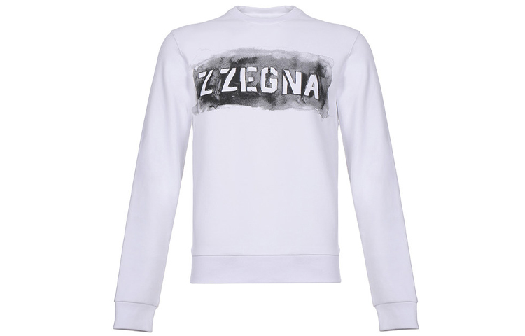 Z Zegna White Logo Pattern Oversized Crewneck Sweatshirt VS458-ZZ846A-7A1
