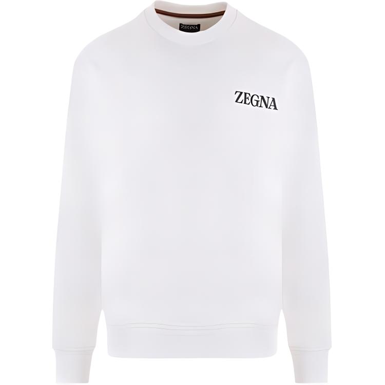 Z Zegna White Logo Print Crewneck Long Sleeve Sweatshirt C872UC-522A6-N01