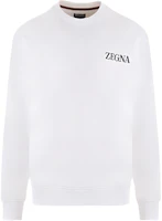 Z Zegna White Logo Print Crewneck Long Sleeve Sweatshirt C872UC-522A6-N01 Z Zegna White Logo Print Crewneck Long Sleeve Sweatshirt C872UC-522A6-N01