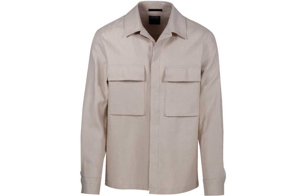 Z Zegna Zzegna Beige Solid Color Long Sleeve Jacket for Men UBV60A-5SOT10-262
