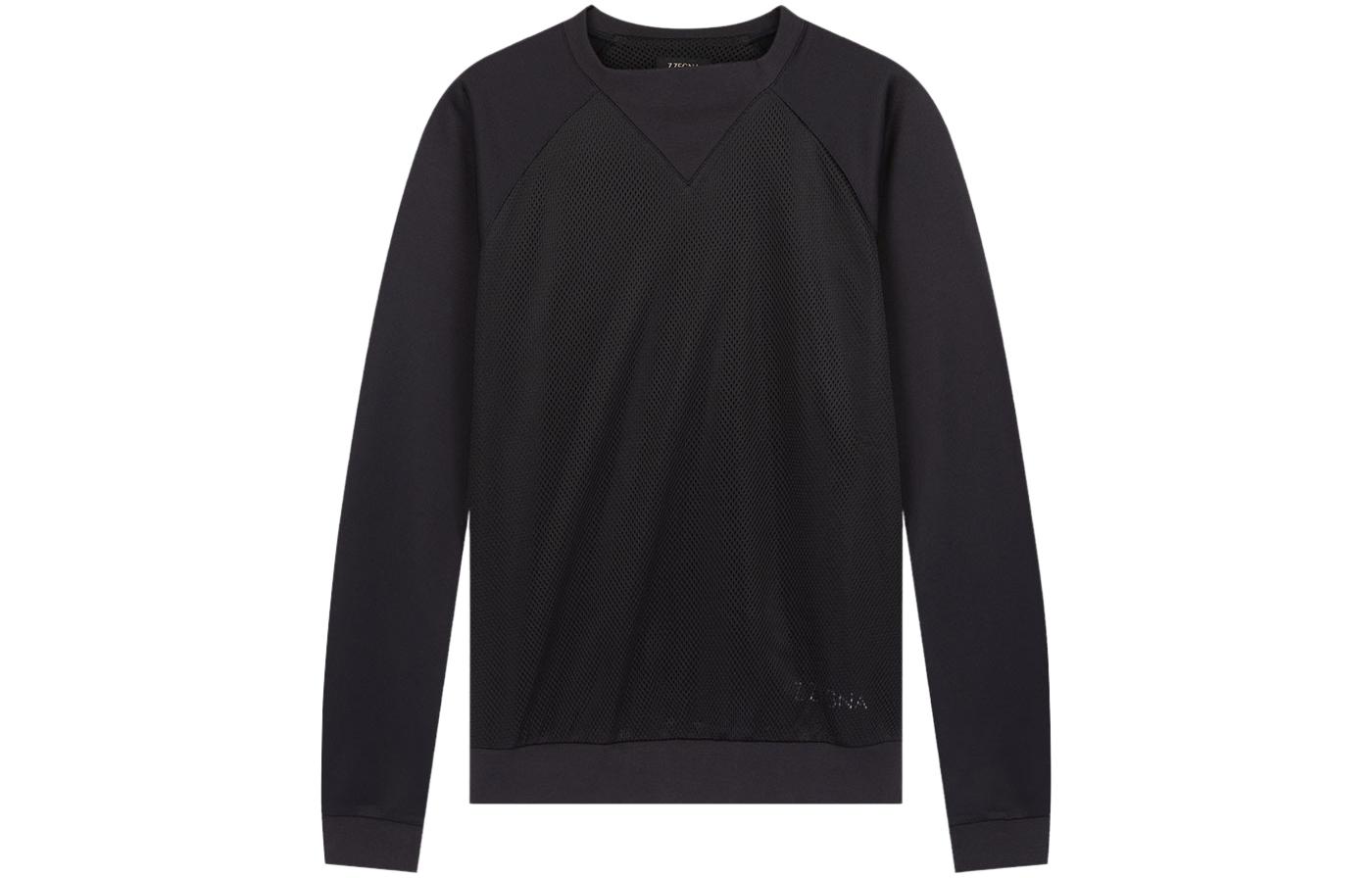 Z Zegna Zzegna Black Mesh Panel Crewneck Pullover Sweatshirt VT422-ZZ865-B09