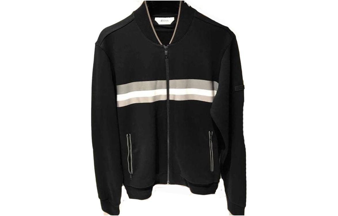 Z Zegna Zzegna Black Solid Stripe Zip Long-Sleeve Sweatshirt VV458-Z850-K09