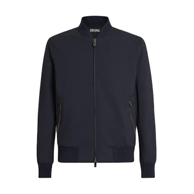 Z Zegna Zzegna FW22 Navy Blue Stand Collar Zip Pocket Long Sleeve Jacket. E7T207100531
