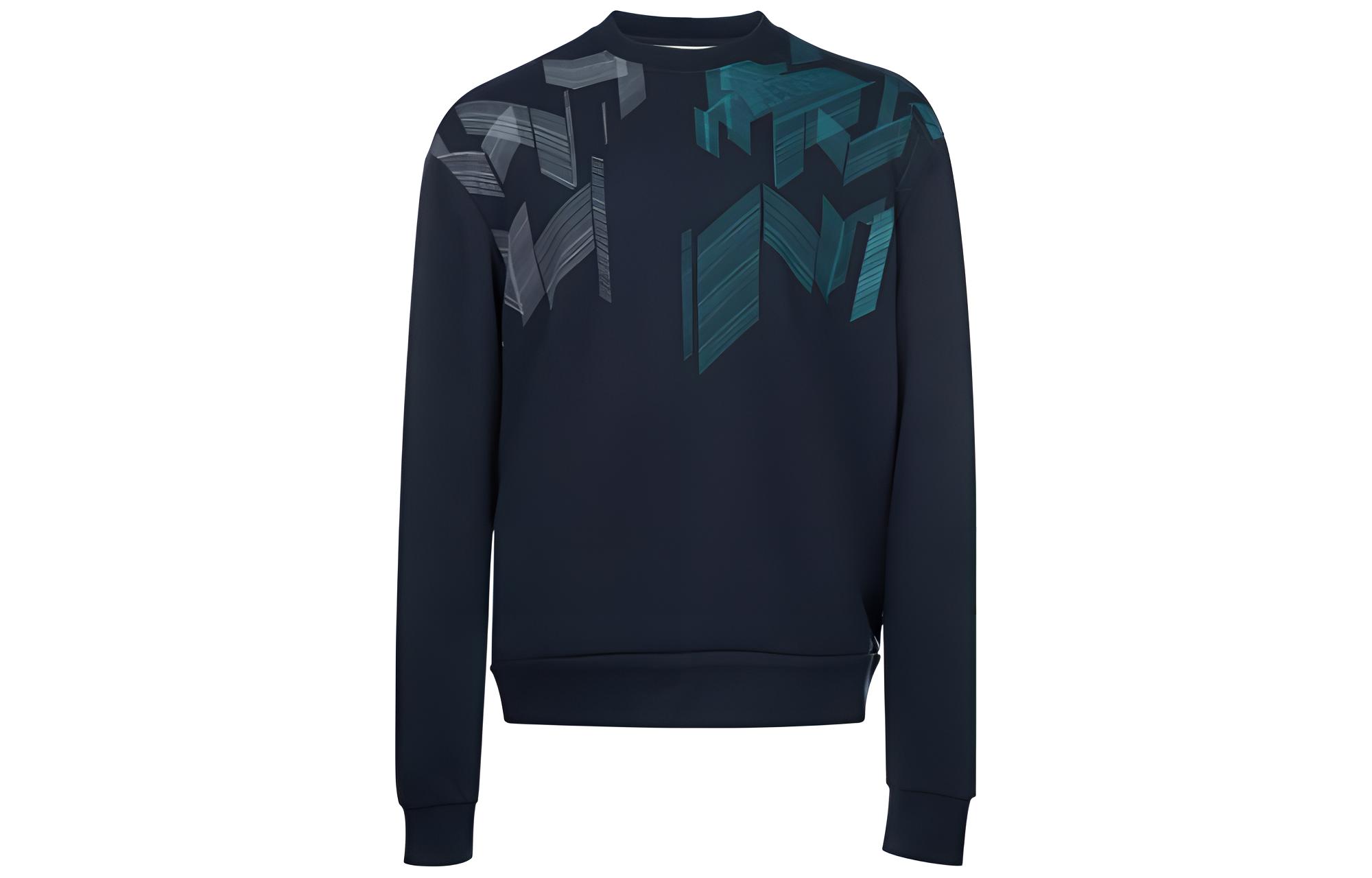 Z Zegna Zzegna Geometric Print Crewneck Long Sleeve Sweatshirt Men Blue ZEVY424ZZ898OBAW