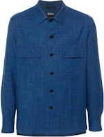 Z Zegna Zzegna Solid Color Button-Up Long Sleeve Jacket - Blue UDV31A7-SOT6-B07 Z Zegna Zzegna Solid Color Button-Up Long Sleeve Jacket - Blue UDV31A7-SOT6-B07