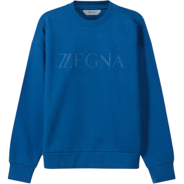 Z Zegna Zzegna SS22 Solid Color Logo Print Casual Sweatshirt Men’s Bright Blue VZ484-ZZ802Z-B05