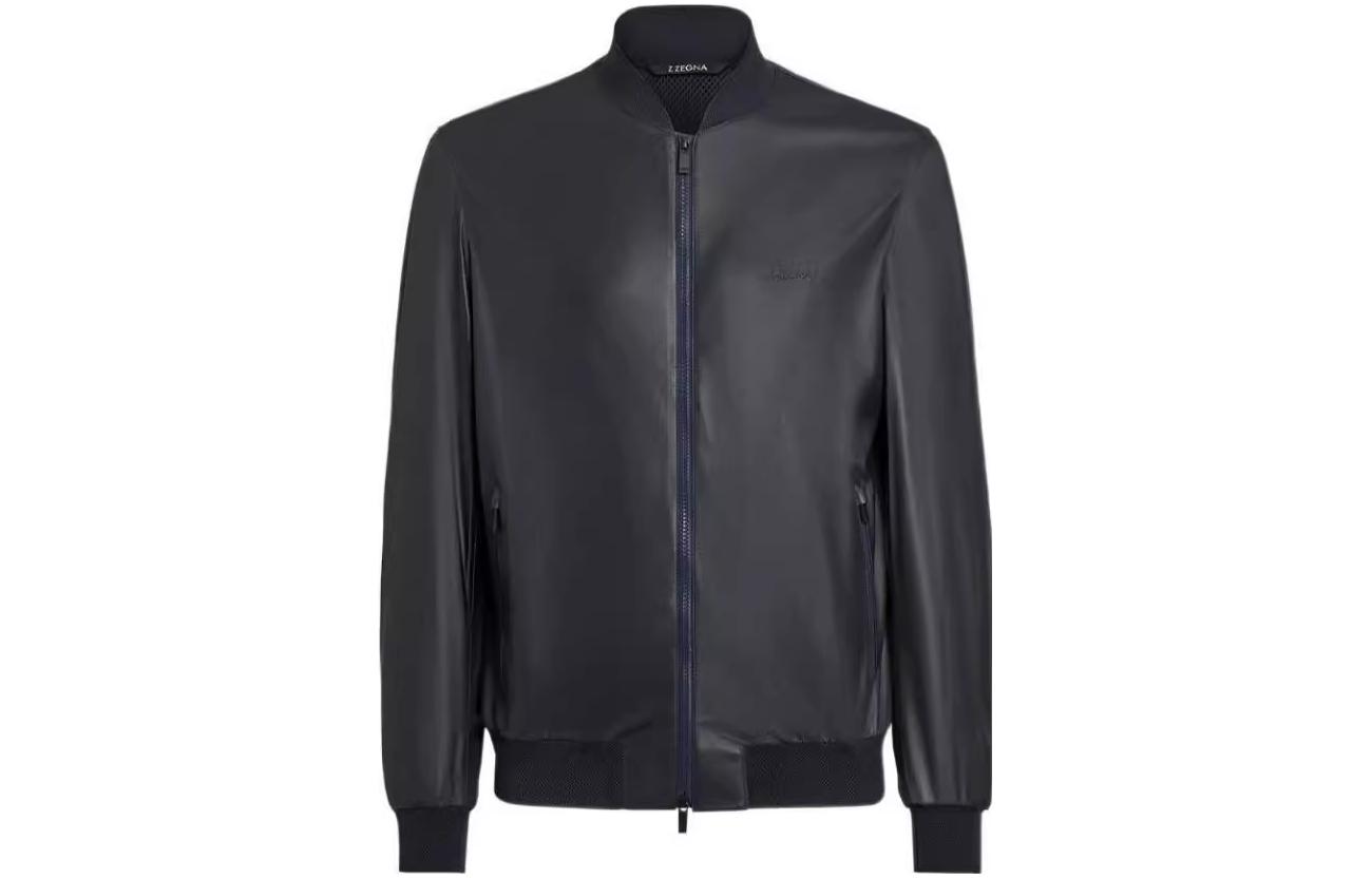 Z Zegna Zzegna SS23 Black Leather Long-Sleeve Drawstring Jacket VT084-Z933-B09
