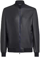 Z Zegna Zzegna SS23 Black Leather Long-Sleeve Drawstring Jacket VT084-Z933-B09 Z Zegna Zzegna SS23 Black Leather Long-Sleeve Drawstring Jacket VT084-Z933-B09