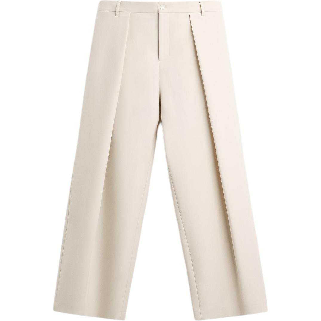 ZARA  Beige Loose Fit Breathable Wide-Leg Casual Pants. 0706260-710