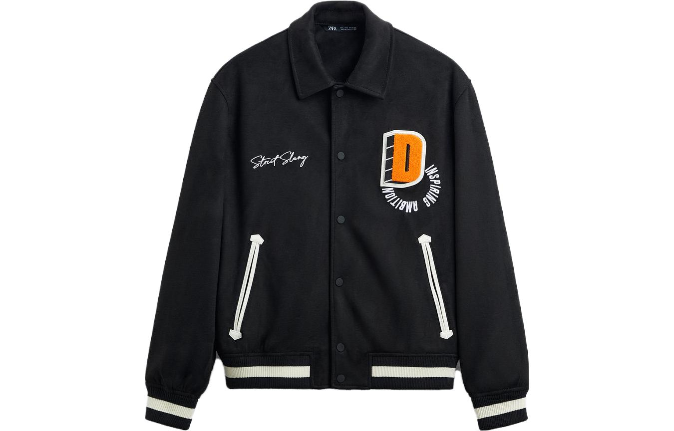 ZARA  Black Long Sleeve Casual Jacket with Lapel Collar 08281469800-33