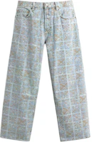 ZARA Geometric Print Relaxed Fit Mid-Rise Jeans. 00840509406-40 ZARA Geometric Print Relaxed Fit Mid-Rise Jeans. 00840509406-40