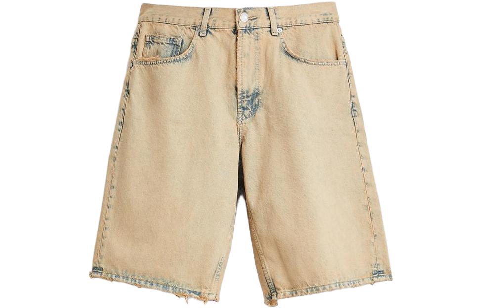 ZARA  Gold Solid Pocket Straight Denim Shorts 06688323090-33